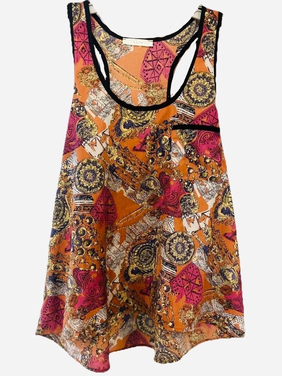 Lush Tops - Lush Boho Medallion Print Racerback Tank Orange Purple Swing Top Size M